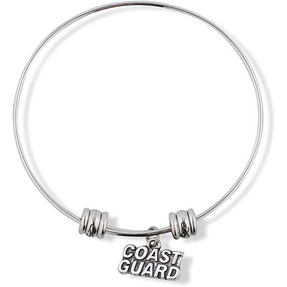 Coast Guard Text Charm Bangle Bracelet Jewelry - Picture 1 of 4